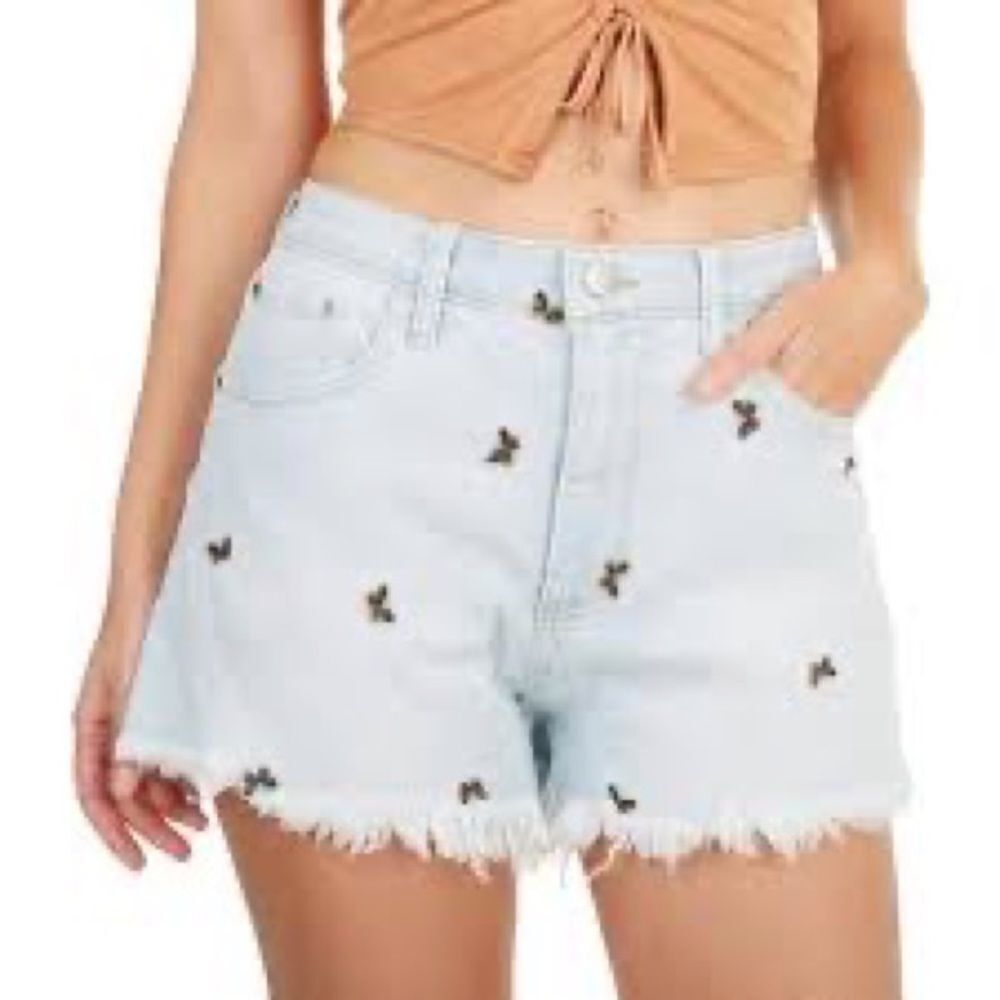 Tinseltown High Waist Butterfly Distressed Shorts Size 7